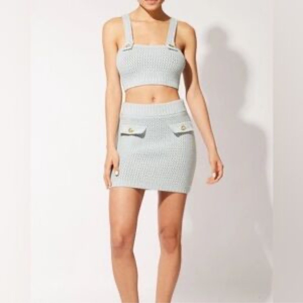 SOLID & STRIPED NWT Kayla tube top , Ronnie skirt set Crochet chenille Lt blue